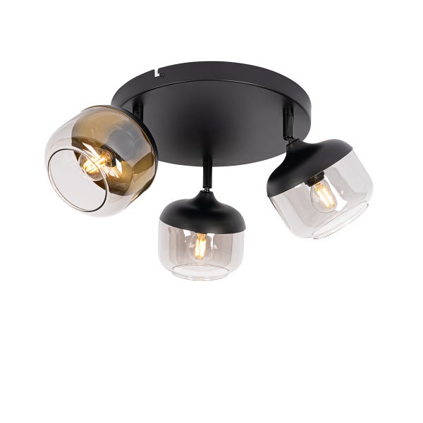 Deckenleuchte mit drei Leuchten und Glasschirmen