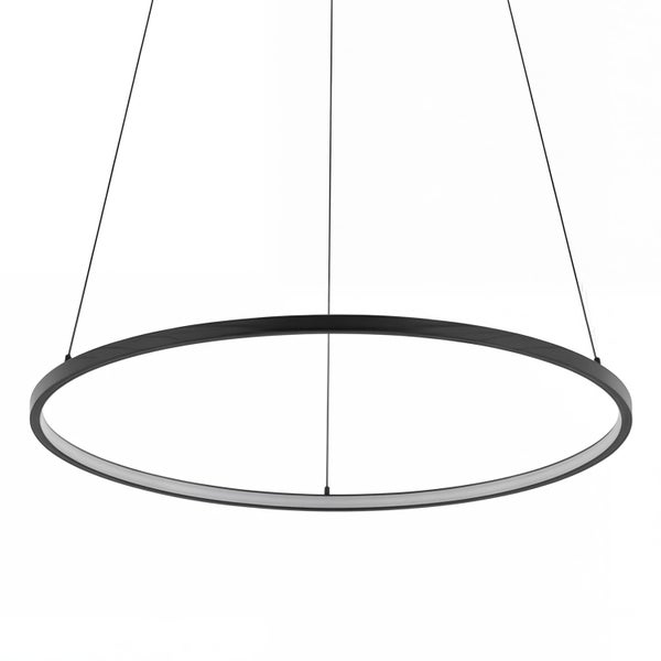 Moderne runde LED Pendelleuchte mit schlankem Ringdesign und Drahtseilaufhängung zur Deckenmontage