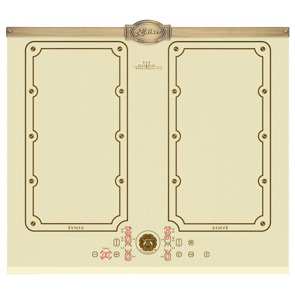 Kaiser Induktionskochfeld mit zwei Flex-Zonen im Vintage Design, 4 Kochstellen, Touch-Steuerung, Einbaukochfeld aus Glaskeramik.