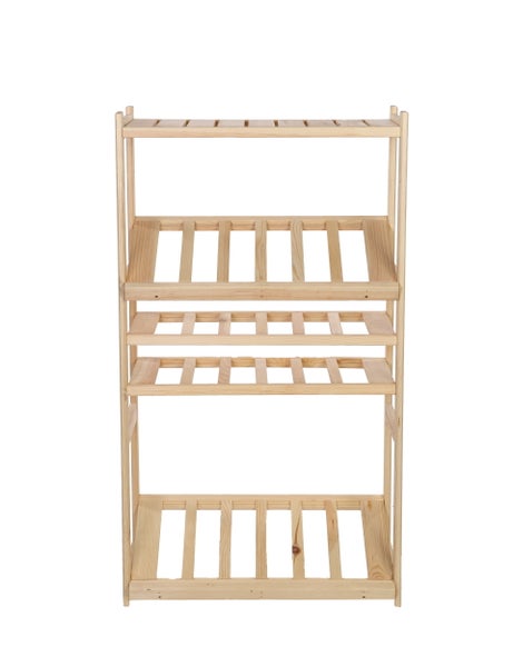 PROREGAL Getränkekisten- & Weinregal SPREEWALD HxBxT 124x70x33cm 12 Flaschen auf 2 Ebene + 2 Ebenen für Kisten + Ablage Massives Kiefernholz Natur