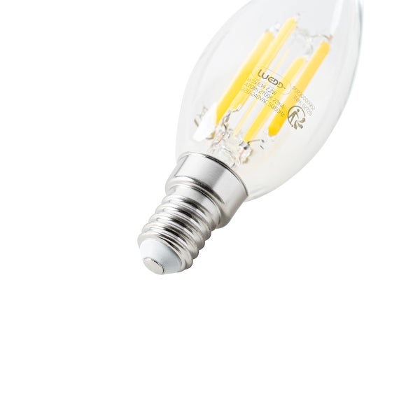 LUEDD LED Filament Kerzenlampe E14 B35 2,2 Watt 470 Lumen 2700 Kelvin warmweiß aus klarem Glas