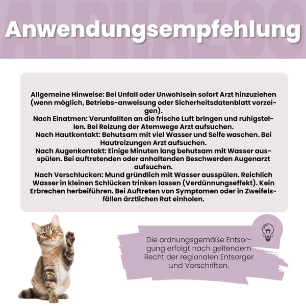Empfohlene Anwendungshinweise und Vorsichtsmaßnahmen