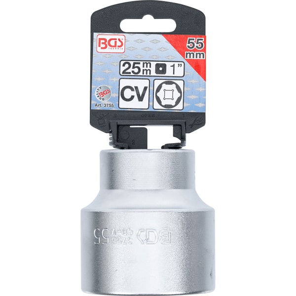 BGS technic Steckschlüssel-Einsatz mit 25 Millimeter Vierkantantrieb und 55 Millimeter Schlüsselweite
