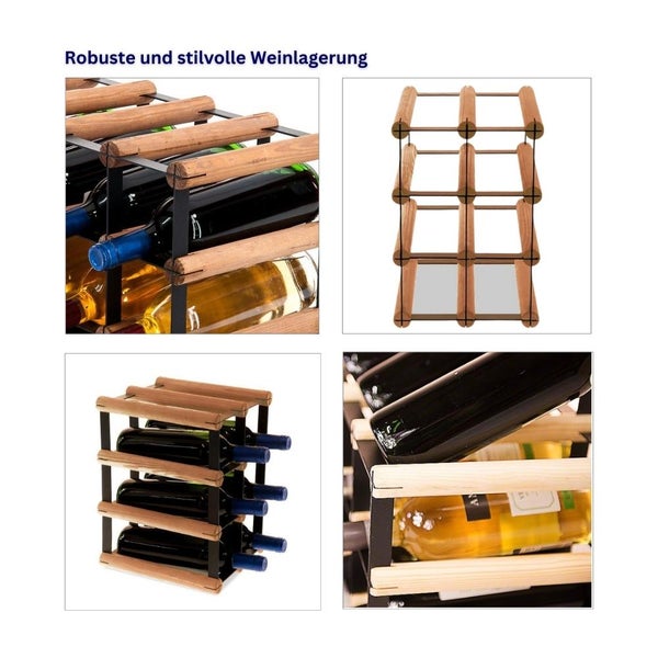 PROREGAL Modulares Weinregal Vinotega Mod Metal HxBxT 32,5 x 22,5 x 24,5 cm 2 x 3 Flaschen Massives Kiefernholz Braun Geölt