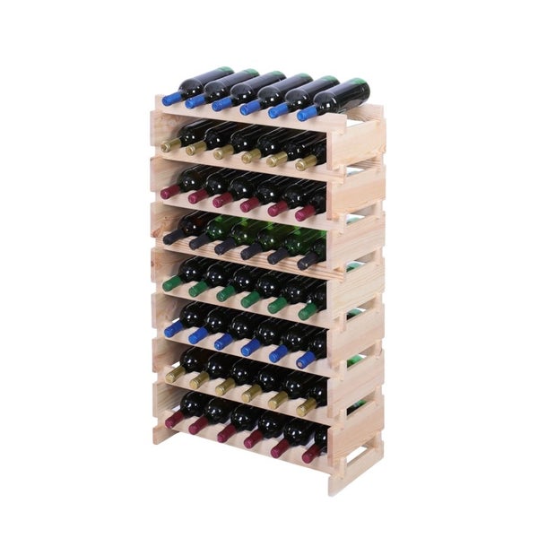 Weinregal VINOTECA FLEX PRO HxBxT 107x65x28cm 48 Flaschen auf 8 Ebenen Massives Kiefernholz Natur unbehandelt