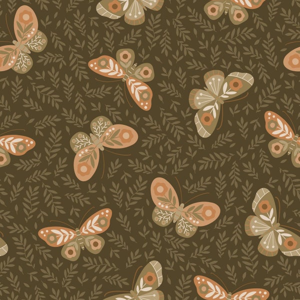 Muster mit stilisierten Schmetterlingen und Blättern