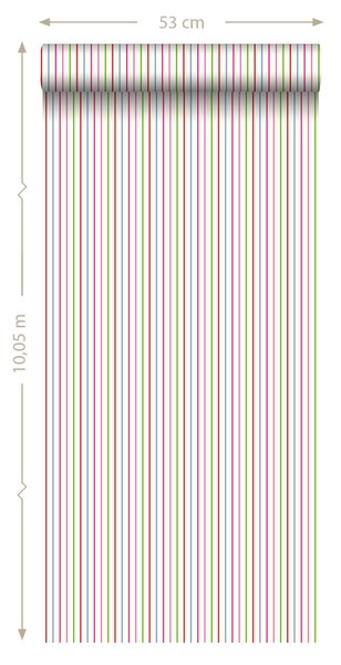 Tapetenrolle mit Streifenmuster, 53 cm breit und 10,05 m lang