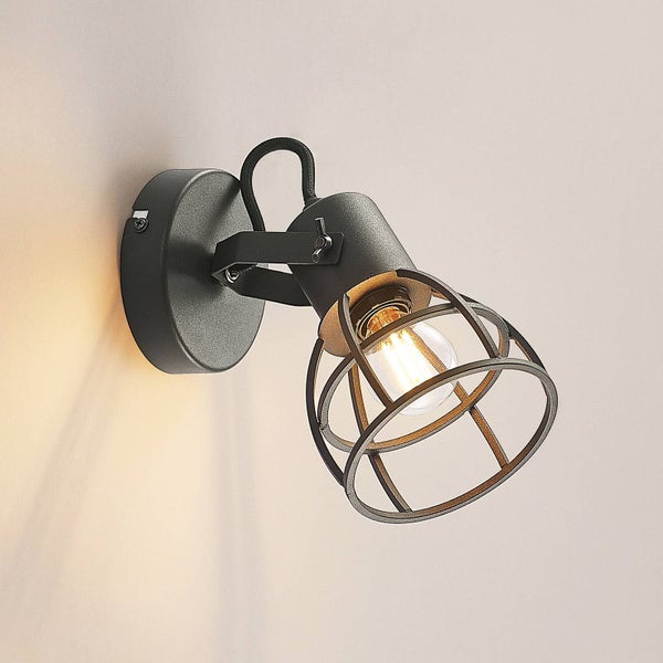 Lindby Strahler Flintos (Retro, Vintage Antik) in Schwarz aus Metall (1 flammig E14) - Deckenlampe Deckenleuchte Lampe Spot Wohnzimmerleuchte