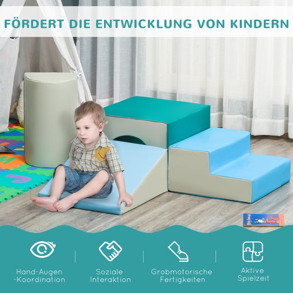 HOMCOM 2er-Set Bausteine, 150L x 50B x 39H cm, Kunstleder, EPE-Schaumstoff, Grau