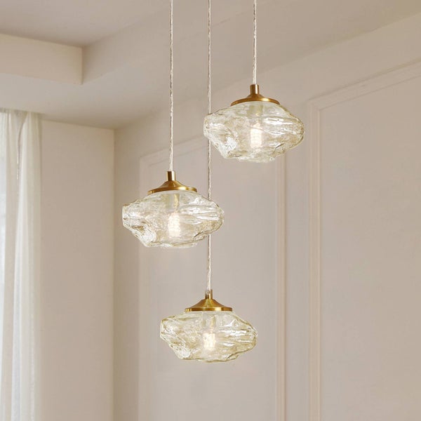 Lindby Pendelleuchte Piatra (Modern) in Creme aus Glas (3 flammig, G9) - Hängelampe Esstischlampe Hängeleuchte Wohnzimmerleuchte