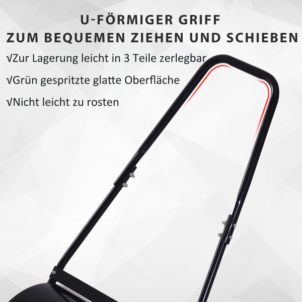 Outsunny Rasenwalze mit U-Griff, Gartenwalze, 40 cm Durchmesser, 60 L Wasser-/Sandfüllung, 57 x 40 x 123 cm, Metall, Schwarz