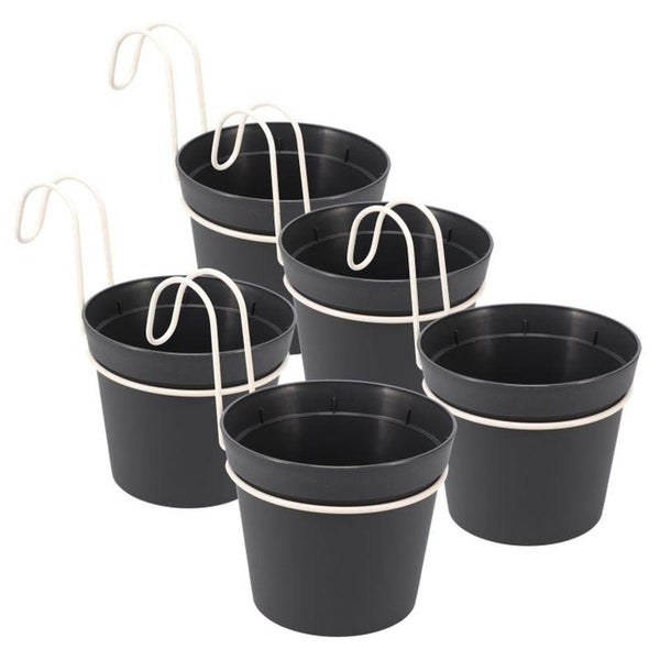 5 x Hängetopf Blumentopf Pflanztopf Set mit Haken Halterung Hängeblumentopf Wand