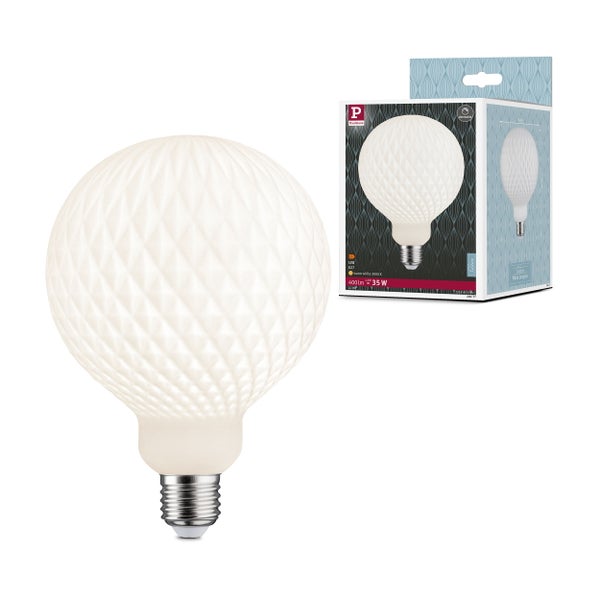 White Lampion Filament 230V LED Globe G125 E27 400lm 4,3W 3000K dimmbar Weiß