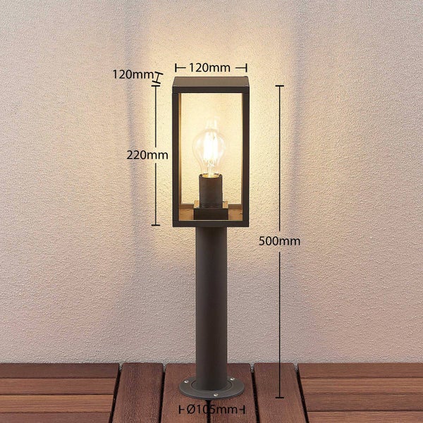 Lindby Außenleuchte Filimon (spritzwassergeschützt (Modern) in Schwarz aus Aluminium (1 flammig, E27) - Wegeleuchte Pollerleuchte Wegelampe Sockelleuchte
