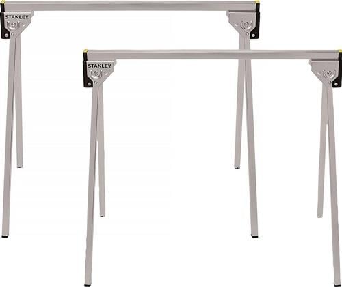 Zwei Stanley Sägeböcke aus Metall.