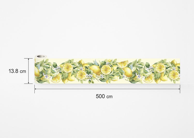 Wandbordüre mit Zitronenmuster, 13.8 Zentimeter hoch und 500 Zentimeter lang.