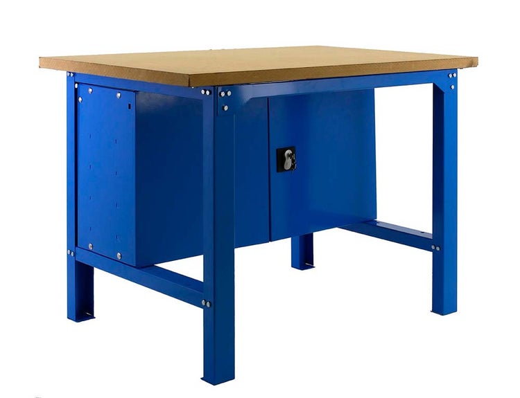 PROREGAL Werkbank Buffalo Wood mit Schrank HxBxT 87 x 120 x 75 cm Traglast 600 kg Blau