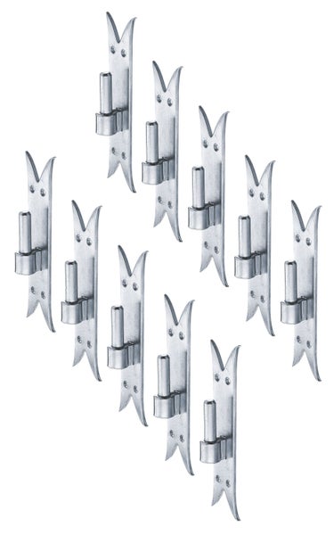 Set von neun verzinkten Ladenbändern mit Kloben für Fensterläden