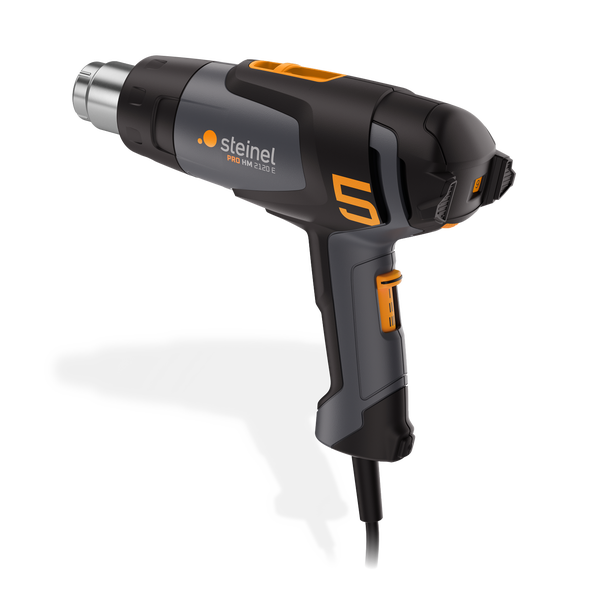 Heißluftgebläse Steinel PRO HM 2120 E mit ergonomischem Design und präziser Temperatureinstellung für professionelle Anwendungen.