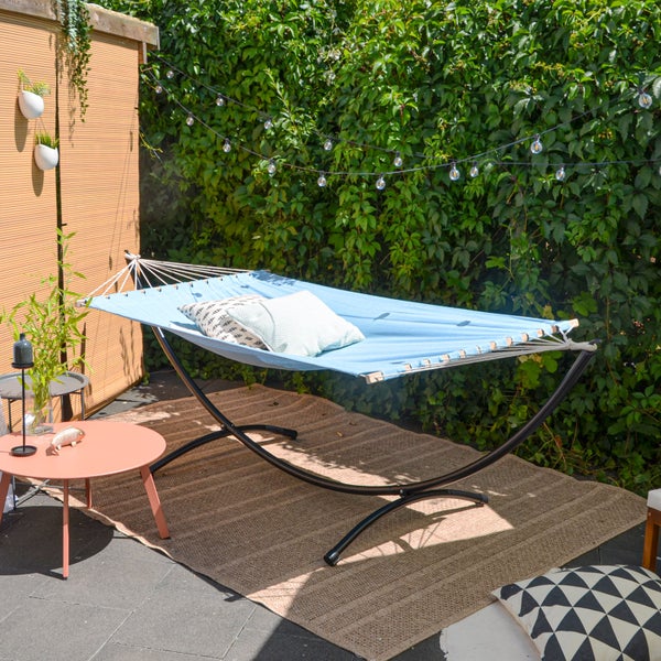 AMANKA Doppel Hängematte mit Gestell - 200x120 Garten Hängeliege - Outdoor Hängemattengestell Metall