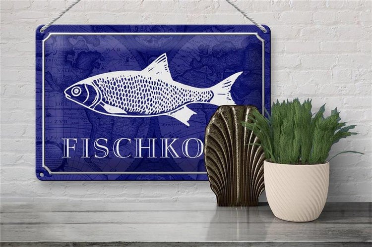 Blechschild Spruch 30x20cm Fischkopp Fisch Schild