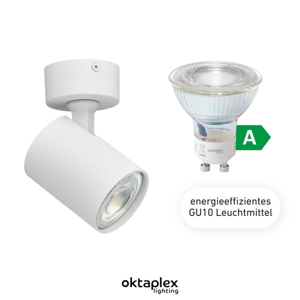 Bora Deckenstrahler LED GU10 warmweiss 450lm 2,5W schwenkbar 1-flammig weiß Lampe Wohnlicht Spotbalken Schlafzimmerlicht Deckenleuchte