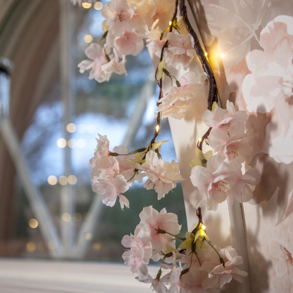 Dekorative Kirschblüten-Lichterkette als Raumschmuck