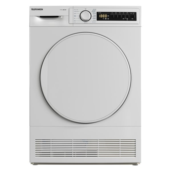 Telefunken T-11-400-W Kondenstrockner 7kg Trockner mit 15 Programmen Startzeitvorwahl & Knitterschutz weiß