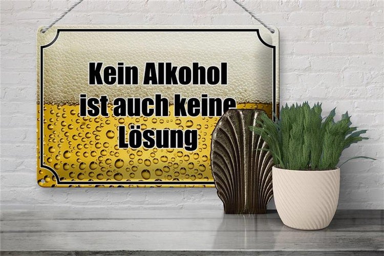 Blechschild Spruch 30x20cm Bier kein Alkohol keine Lösung