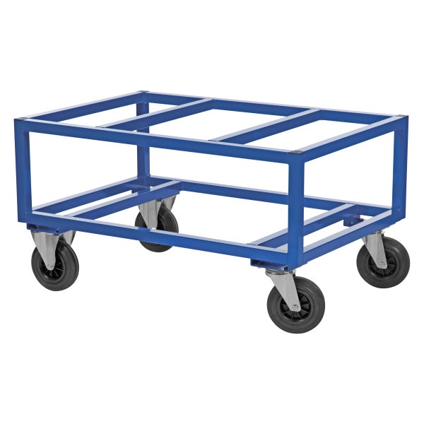 Kongamek Palettenwagen in blau 650mm hoch ohne Bremse für Euro-Paletten 1200x800mm