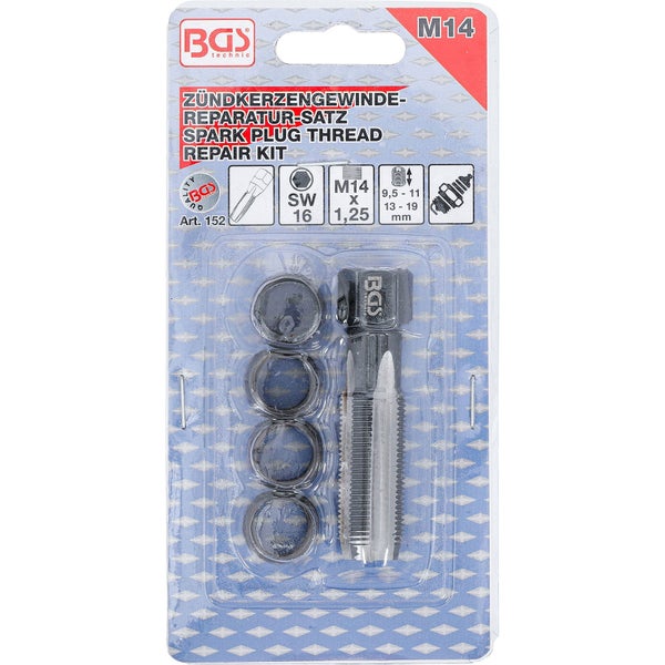 BGS Reparatursatz für Zündkerzengewinde M14 x 1,25 mm 5tlg. - 152