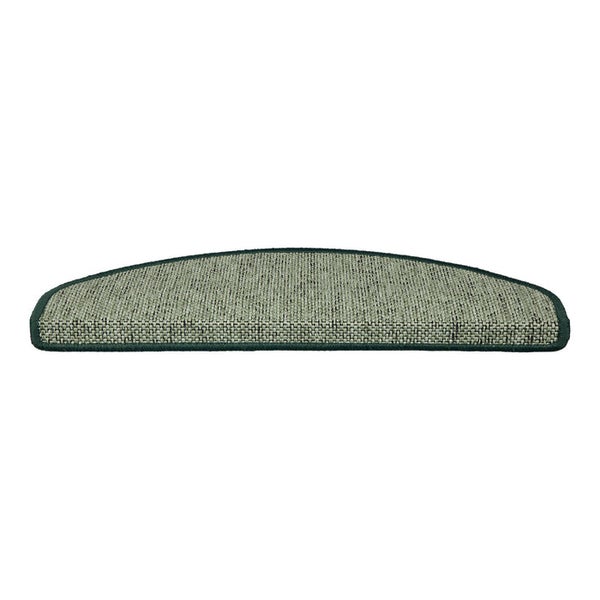 FLOORDIREKT Stufenmatte Sabang - Sisaloptik - Gekettelter Rand & Selbstklebend - Grün - 23,5 x 65 cm - Halbrund