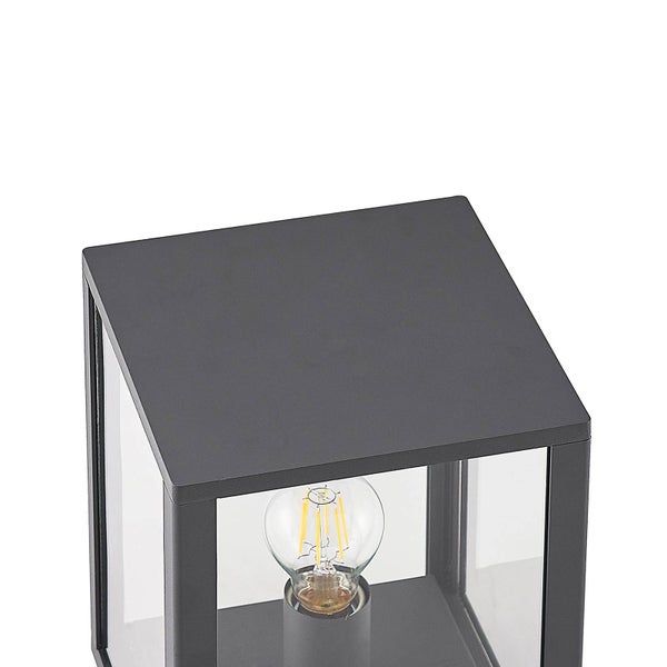 Lindby Außenleuchte Giavanna (spritzwassergeschützt (Modern) in Schwarz aus Aluminium (1 flammig, E27) - Wegeleuchte Pollerleuchte Wegelampe Sockelleuchte
