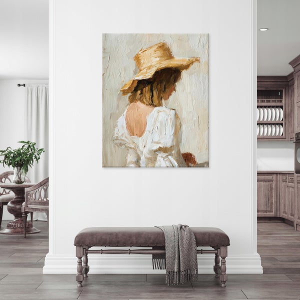 Leinwandbild Abstrakt Frau Hut Boho Schlafzimmer Wohnzimmer Bilder 60x40 cm