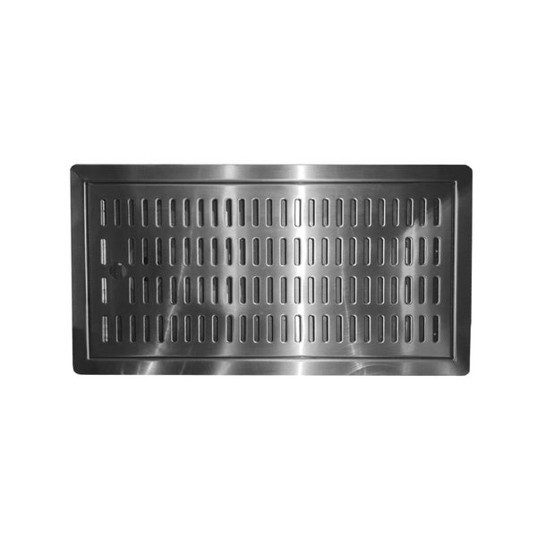 Tropfblech, Abtropfblech, Tropfschale - CNS zum Einlassen 440 mm x 240 mm inkl. Ablaufstutzen