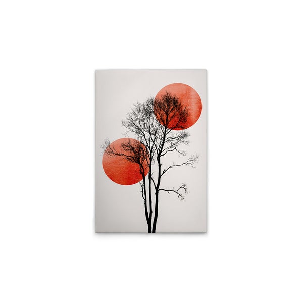 Dekorative Leinwand mit Baum und zwei Kreisen