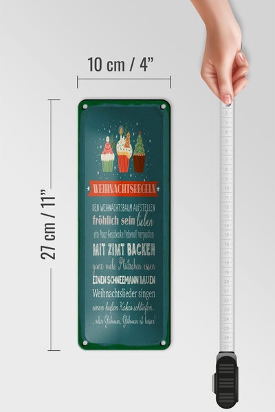Blechschild Spruch 10x27 cm Weihnachtsregeln Dekoration