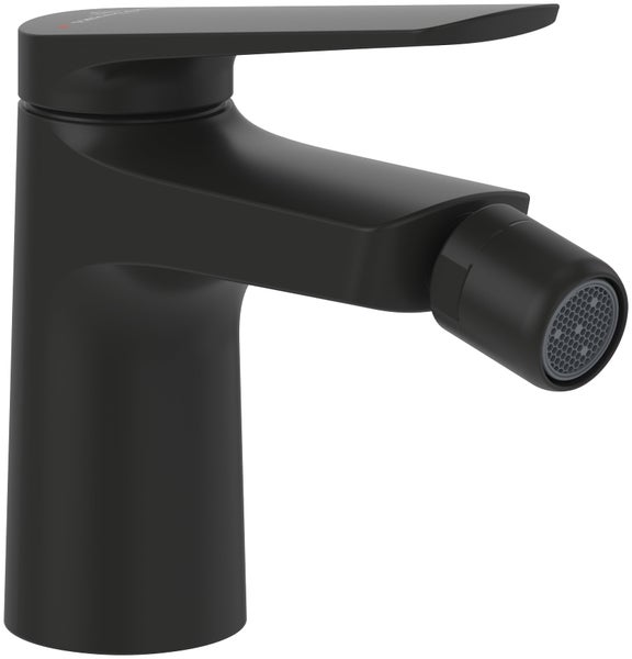 Villeroy & Boch Oasis Einhebel-Bidetarmatur, Bidet Wasserhahn mit Zugstange und Keramikkartusche, Bidetmischer wassersparend, Auslauf Höhe 73mm, rund, Matt Black