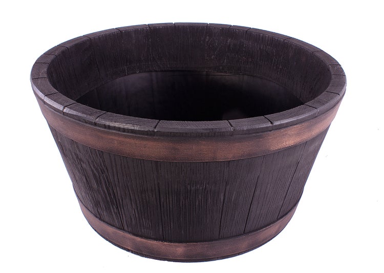 Weinfass Eichenfass Kunststoff Bottich Blumenkasten Trog Zuber Gartenteich Mini Teich Fass Nachbildung Durchmesser 50 cm Höhe 25 cm ca. 38 Liter