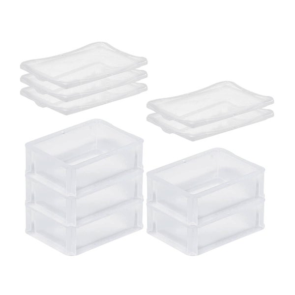 PROREGAL SuperSparSet 5 x Transparenter Eurobehälter BasicLine Mit Geschlossenem Griff und Klickdeckel HxBxT 7 x 15 x 20 cm 1,3 Liter Eurobox