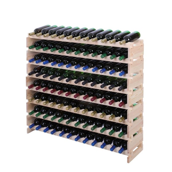 Weinregal VINOTECA FLEX PRO HxBxT 107x123x28cm 96 Flaschen auf 8 Ebenen Massives Kiefernholz Natur unbehandelt