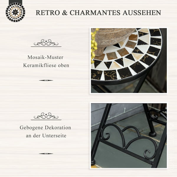 Outsunny Pflanzenständer Ø36 x 67 cm Blumenständer Pflanzenhalter klappbar rund für Balkon Steinmosaik Garten Indoor Outdoor mehrfarbrig