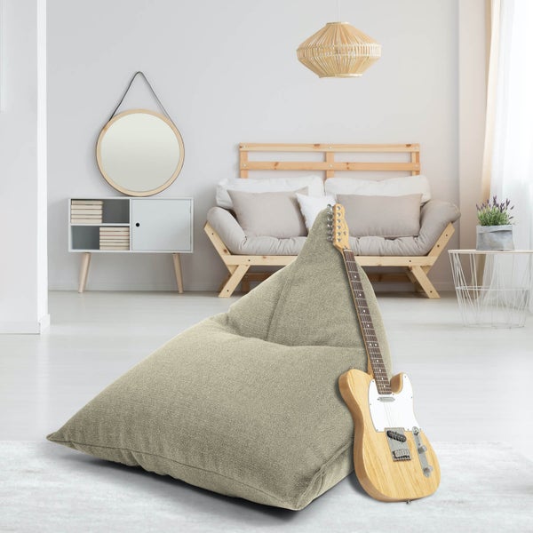 mokebo Sitzsack für Kinder und Erwachsene 'Der Schlitten', nachhaltiger Bean Bag aus Recyclingstoff mit EPS-Perlen Füllung in Beige