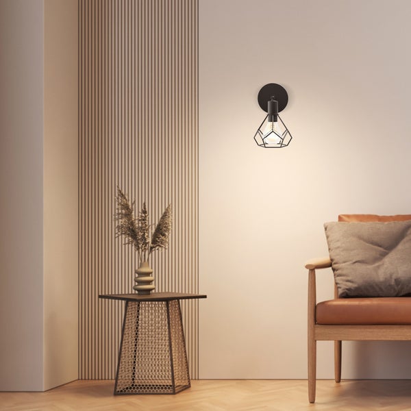 EMKE Retro Wandleuchte Schwarz, Industrielle Wandlampe mit E14 Fassung, Schwenkbar, IP20, Vintage Design, Wohnzimmer & Flur, Ohne Leuchtmittel, 120x 119x200 mm