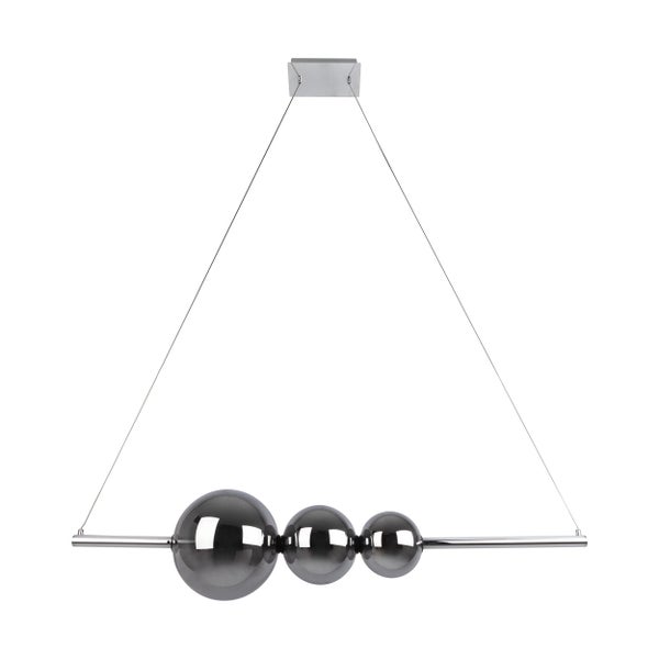 LED Pendelleuchte chrom NOVA aus chromfarbenem Metall, Kunststoff und Rauchglas, mit fest verbauten LEDs, ca. 105 cm lang