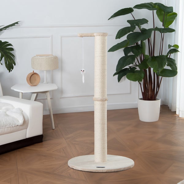 Home Deluxe - Kratzpfosten NEVA - Farbe: Beige, Maße: 101 x 49 x 49 cm, Material: Polyester, Sisal, Gestell: MDF I Katzenbaum Kratzpfosten Kratzstamm
