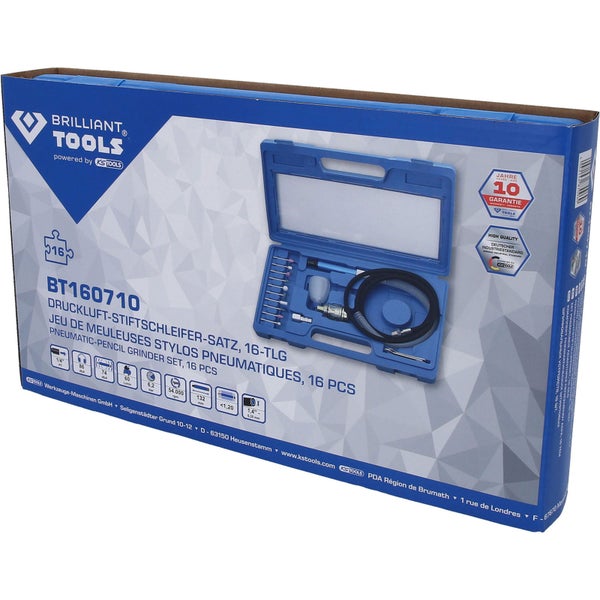 BRILLIANT TOOLS Druckluft-Stiftschleifer-Satz 16tlg. - BT160710