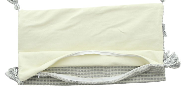 FRANK FLECHTWAREN | Kissenhülle Stripes mit Quasten, BAUMWOLLE, POLYESTER, 45 x 45 cm