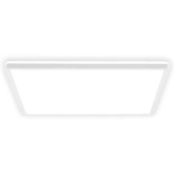 Weißes, quadratisches, flaches LED-Panel zur Deckenmontage.
