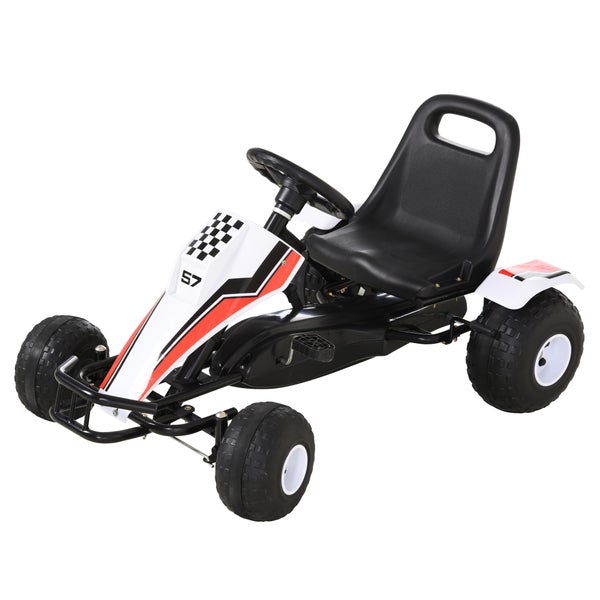 HOMCOM Kinder Go Kart, 104L x 66B x 57H cm, Stahl, Weiß
